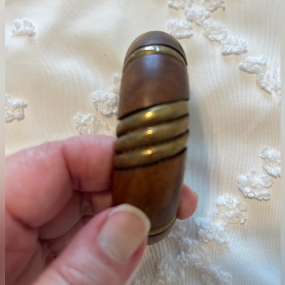 Kenneth Lane GORGOUS wood and brass bangle bracelet chunky statement piece - Picture 3 of 9